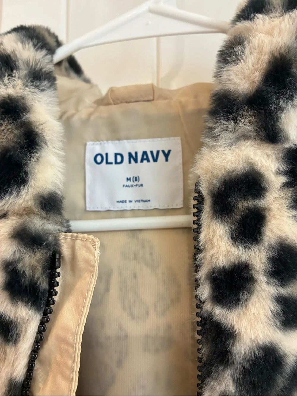 Old Navy Girls' Faux Fur Leopard Hoodie Jacket